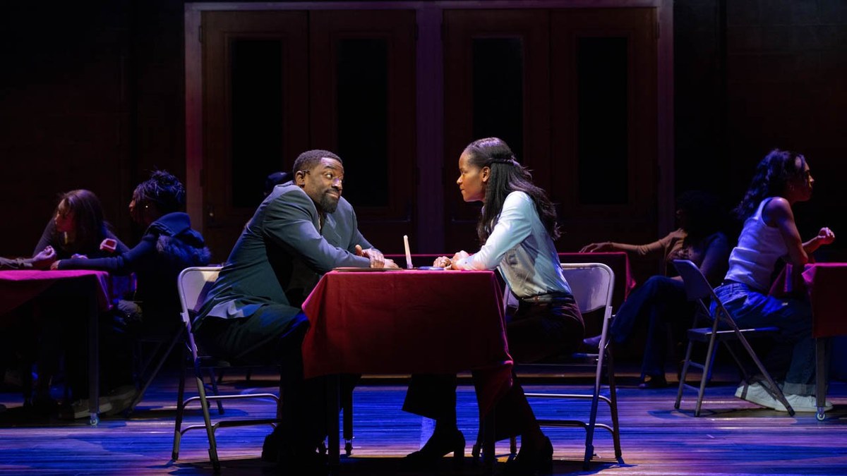 Ashley Thomas and Letitia Wright in The Story at the National Theatre