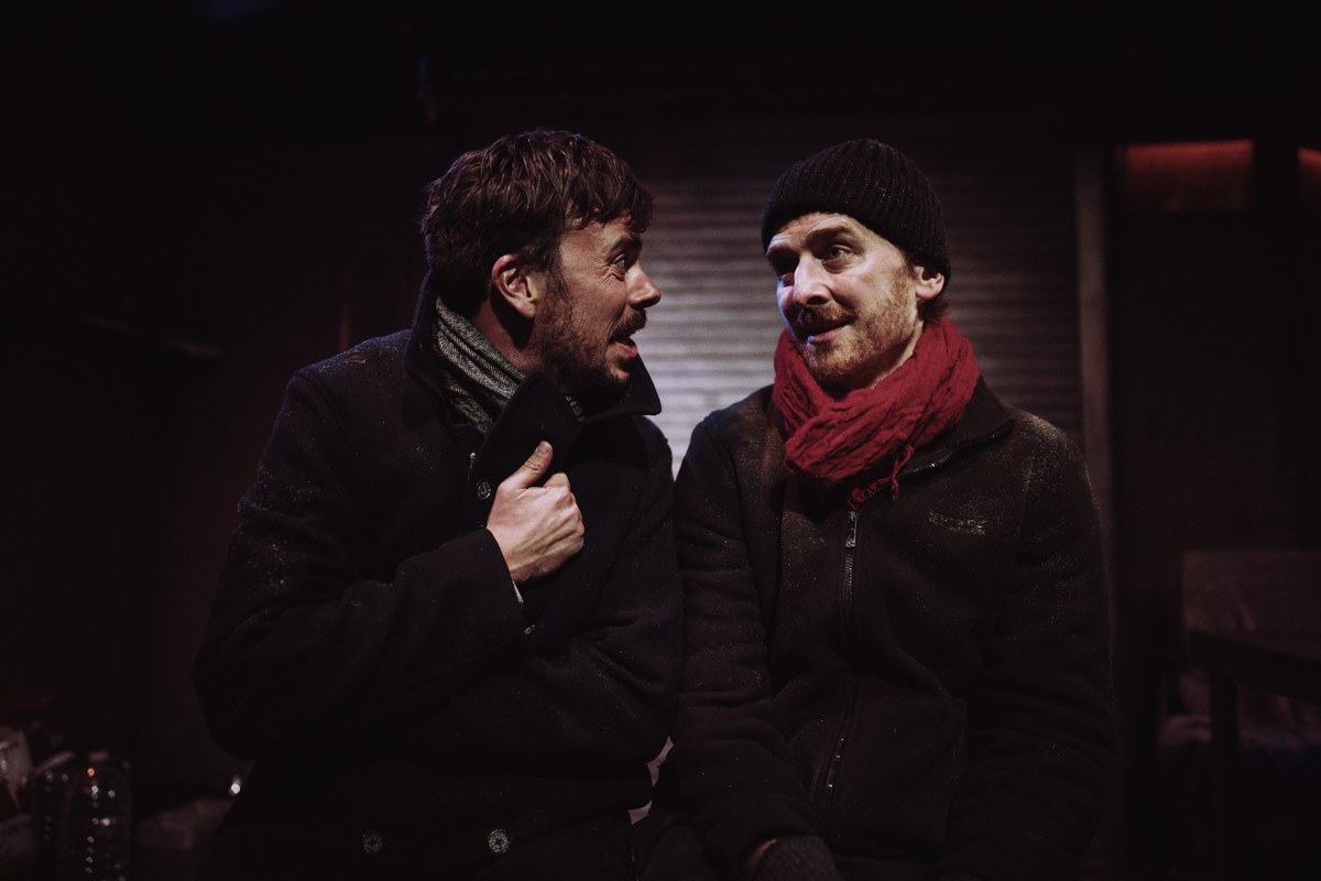 Two survivors shelter in the bunker in A Slow Fire at Jermyn Street Theatre