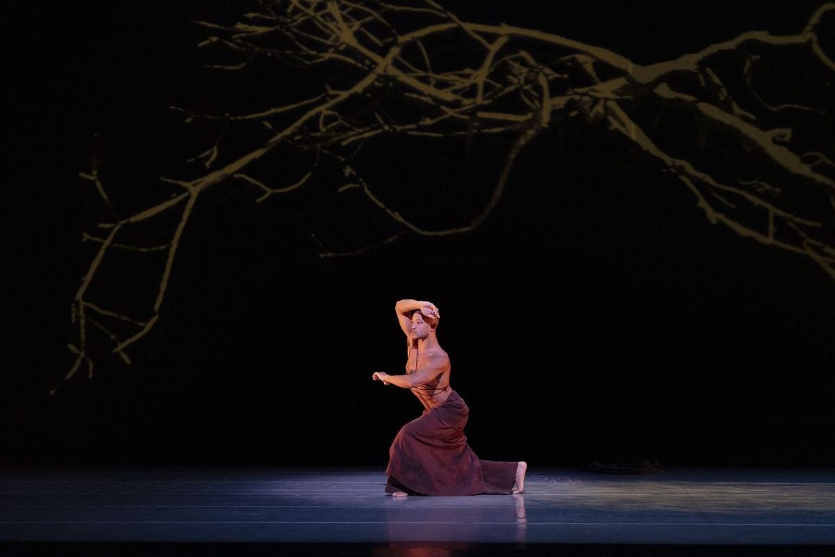 Yannick Lebrun in Jamar Roberts' Song of the Anchorite, part of Alvin Ailey American Dance Theater: New Works. Photo by Paul Kolnik