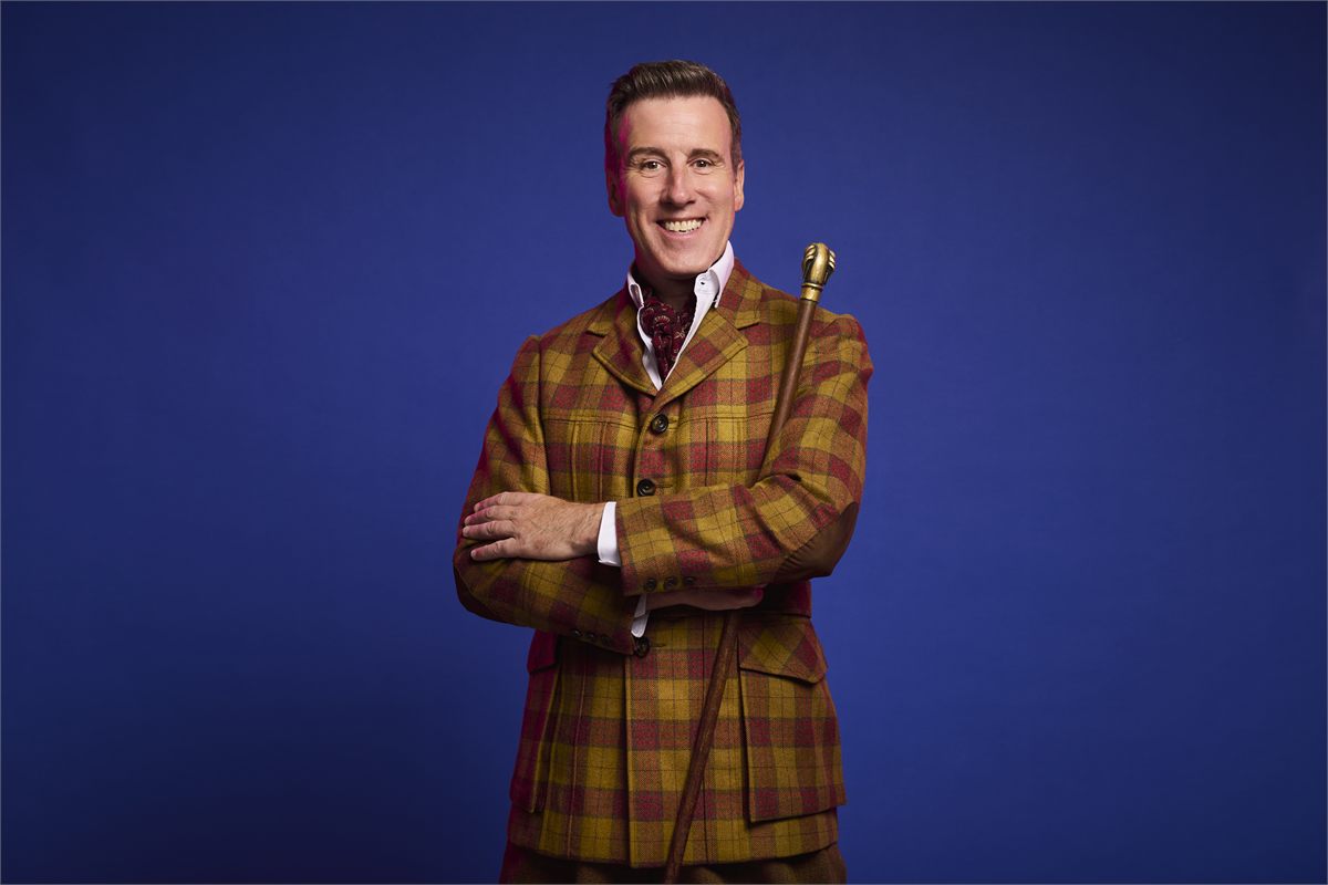 Anton Du Beke in costume as Great Uncle Matthew for the UK tour of Ballet Shoes. Photo by Matt Crockett