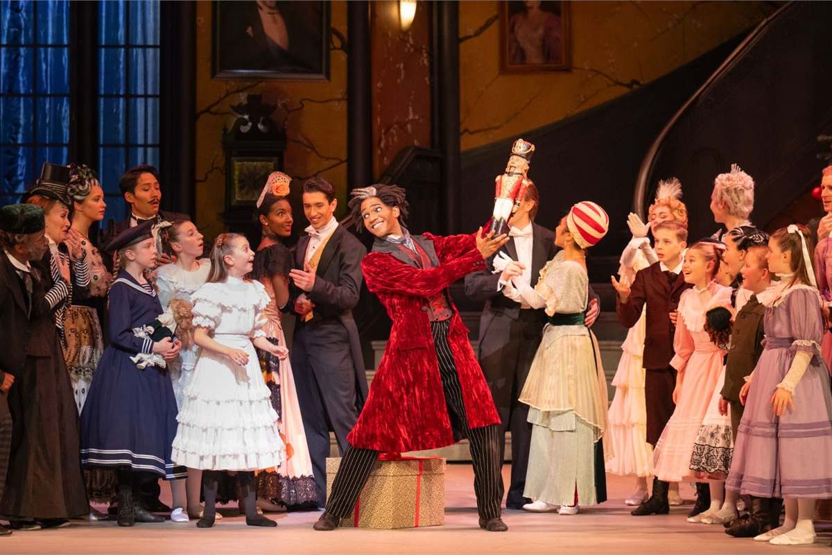 The party scene in English National Ballet's Nutcracker. Photo by ASH