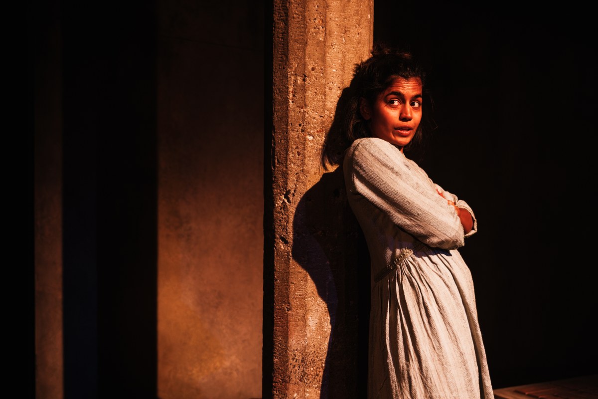 Linnea Berthelsen as She in Darkling at the Bush Theatre. Photo by Alex Brenner Linnea Berthelsen as She in Darkling at the Bush Theatre. Photo by Alex Brenner