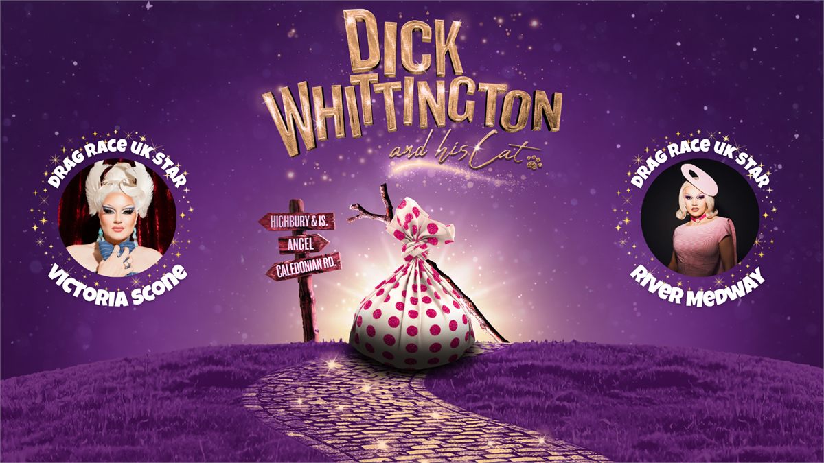 Artwork for Dick Whittington and His Cat at the King’s Head Theatre, with Victoria Scone and River Medway