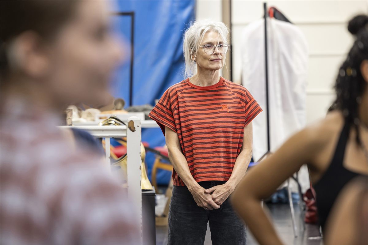 Amelia Bullmore in rehearsal for The Penelopiad at York Theatre Royal. Photo by Pamela Raith
