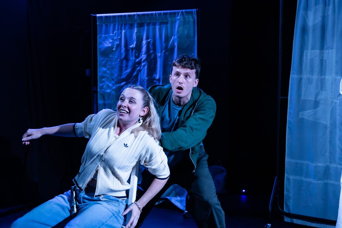 Tabitha Detroit and Joseph Clarke in a scene from Flock at the Jack Studio Theatre