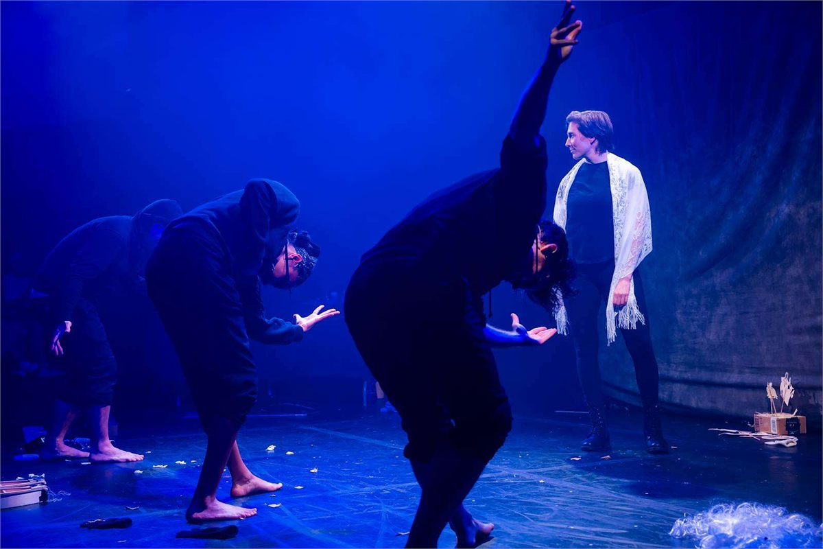 Nick Abeel, Regan Sims, Kyle Schaefer and Kelly Robinson in Fly, You Fools!. Photo by Mike Bryk