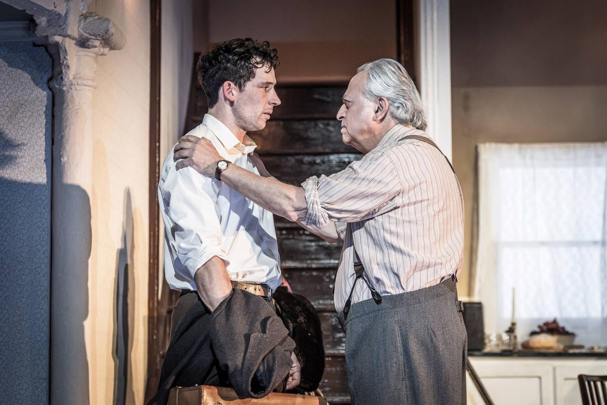A father and son scene from Golden Boy at the Almeida Theatre. Photo by Marc Brenner