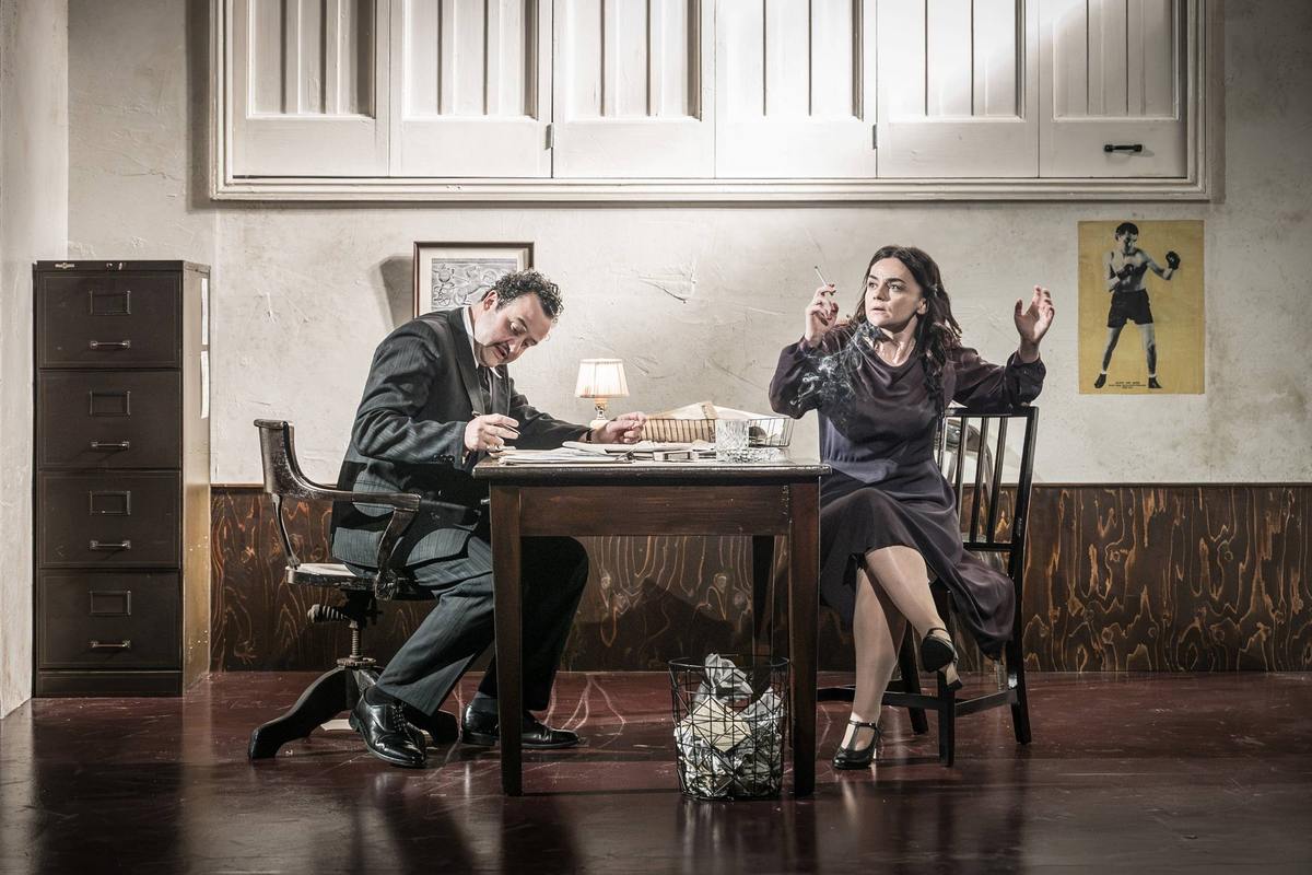 A scene in the boxing manager’s office in Golden Boy at the Almeida Theatre. Photo by Marc Brenner