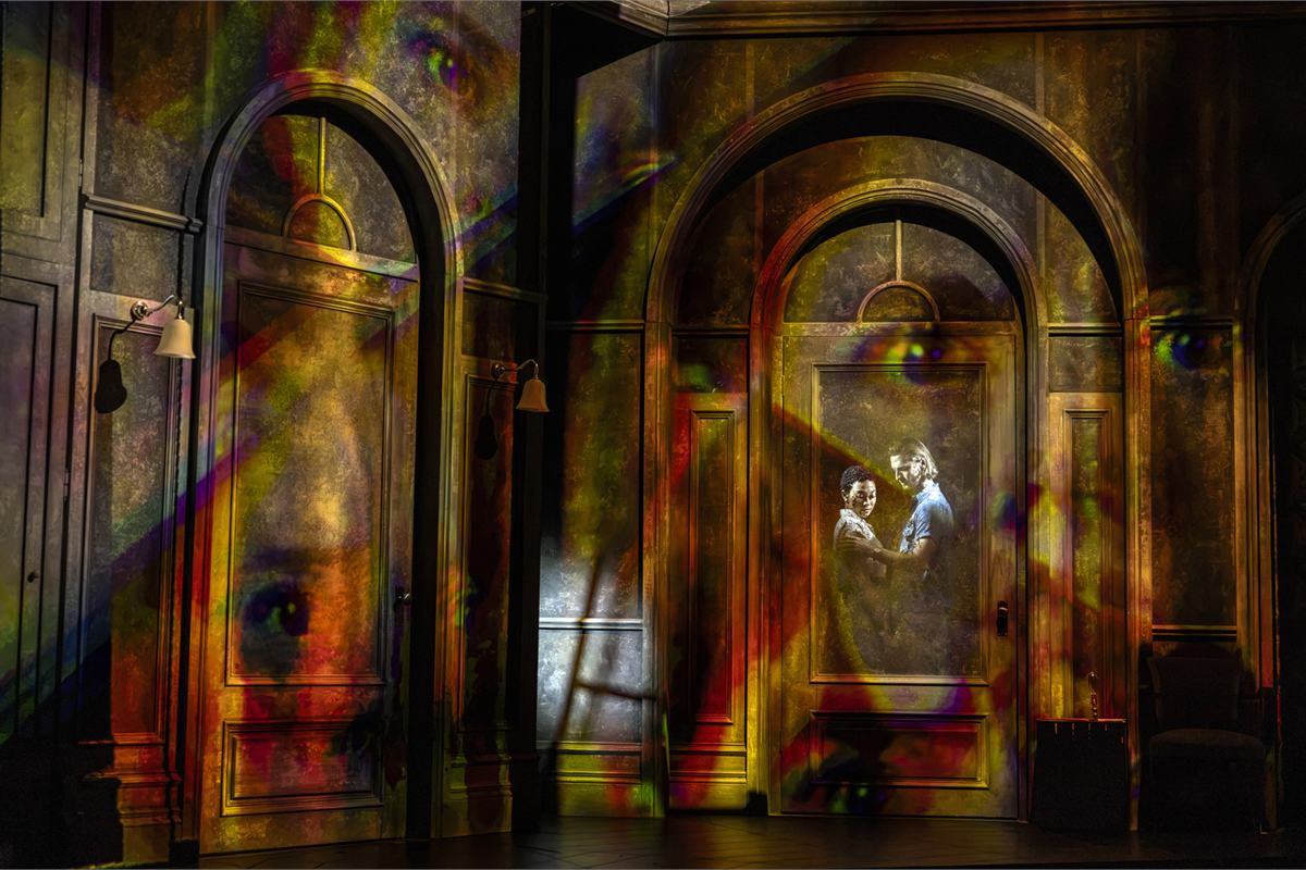 Projections cover the walls of Hill House in The Haunting of Hill House. Photo by Pamela Raith Projections cover the walls of Hill House in The Haunting of Hill House. Photo by Pamela Raith