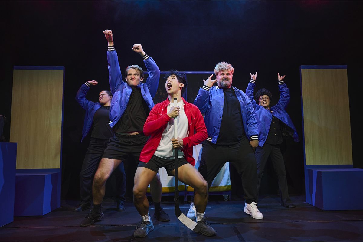 Zheng Xi Yong and the company of Heated Rivalry: The Unauthorized Musical Parody at Underbelly Boulevard Soho. Photo by Matt Crockett