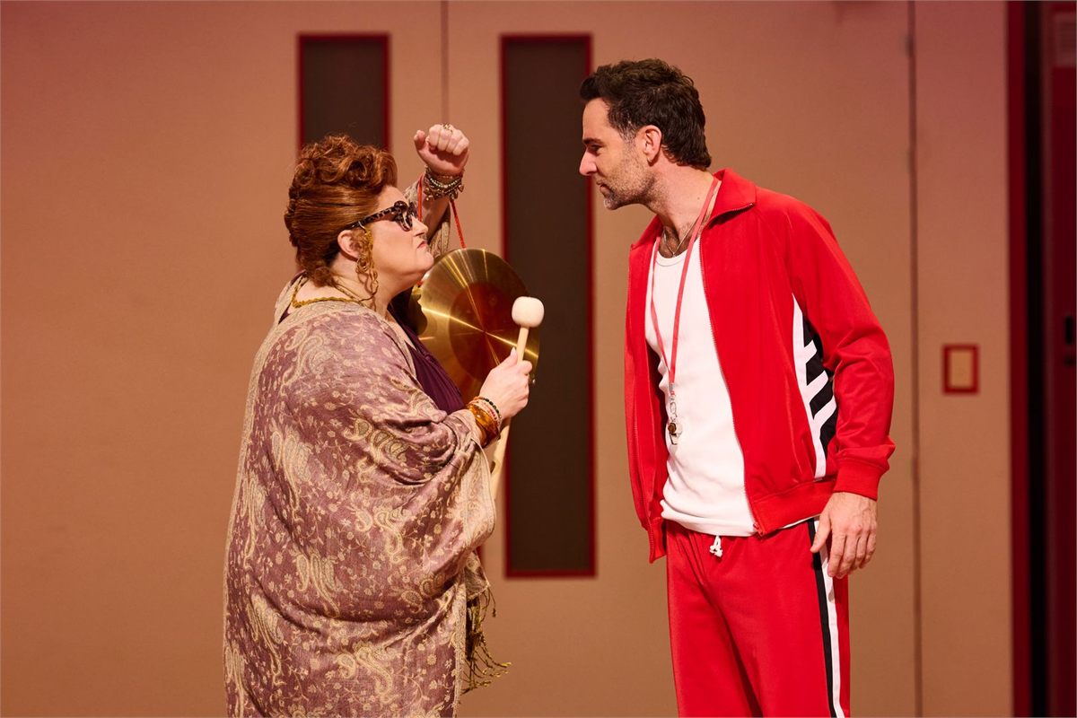 KayCee Stroh as Ms Darbus and Harry Judd as Coach Bolton in Disney's High School Musical. Photo by Matt Crockett