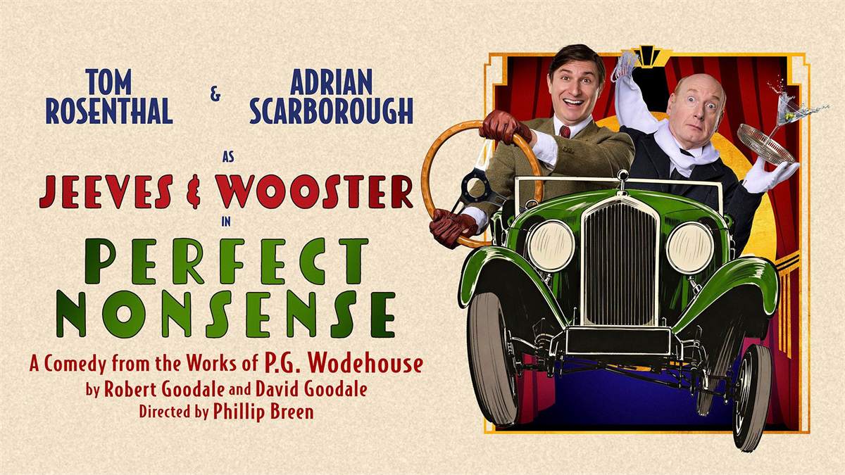 Tom Rosenthal and Adrian Scarborough in the artwork for the 2027 UK tour of Jeeves and Wooster in Perfect Nonsense