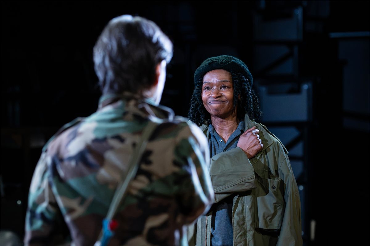 Harriet Walter as Brutus and Jenny Jules as Cassius in First Encounters: Julius Caesar. Photo by Helen Maybanks