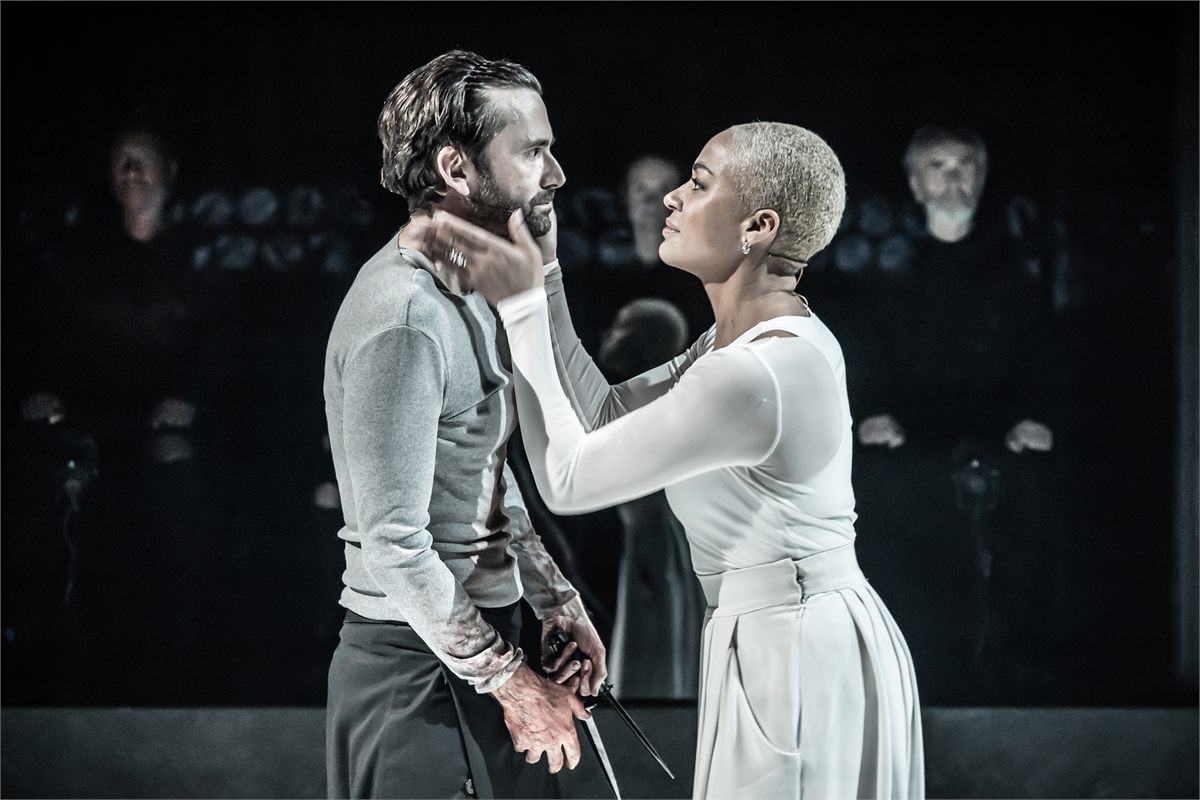 David Tennant and Cush Jumbo in Max Webster’s Macbeth at the Donmar Warehouse, London, 2023. Photo by Marc Brenner