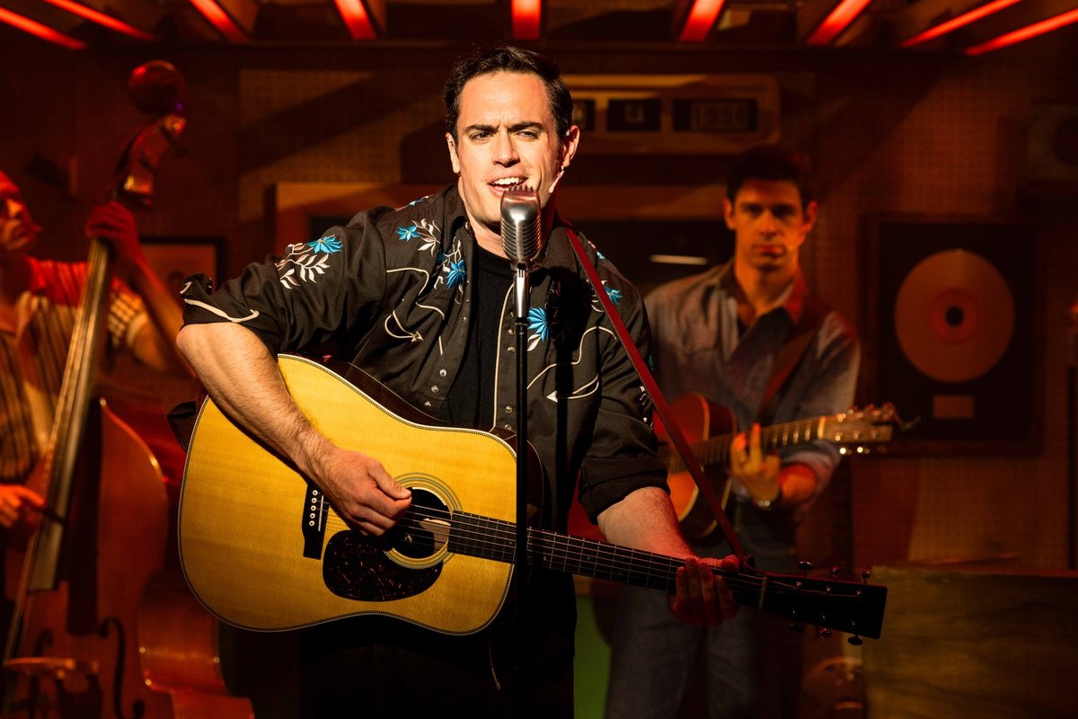 Christopher Erasmus as Johnny Cash in Million Dollar Quartet. Photo by Alex Tabrizi