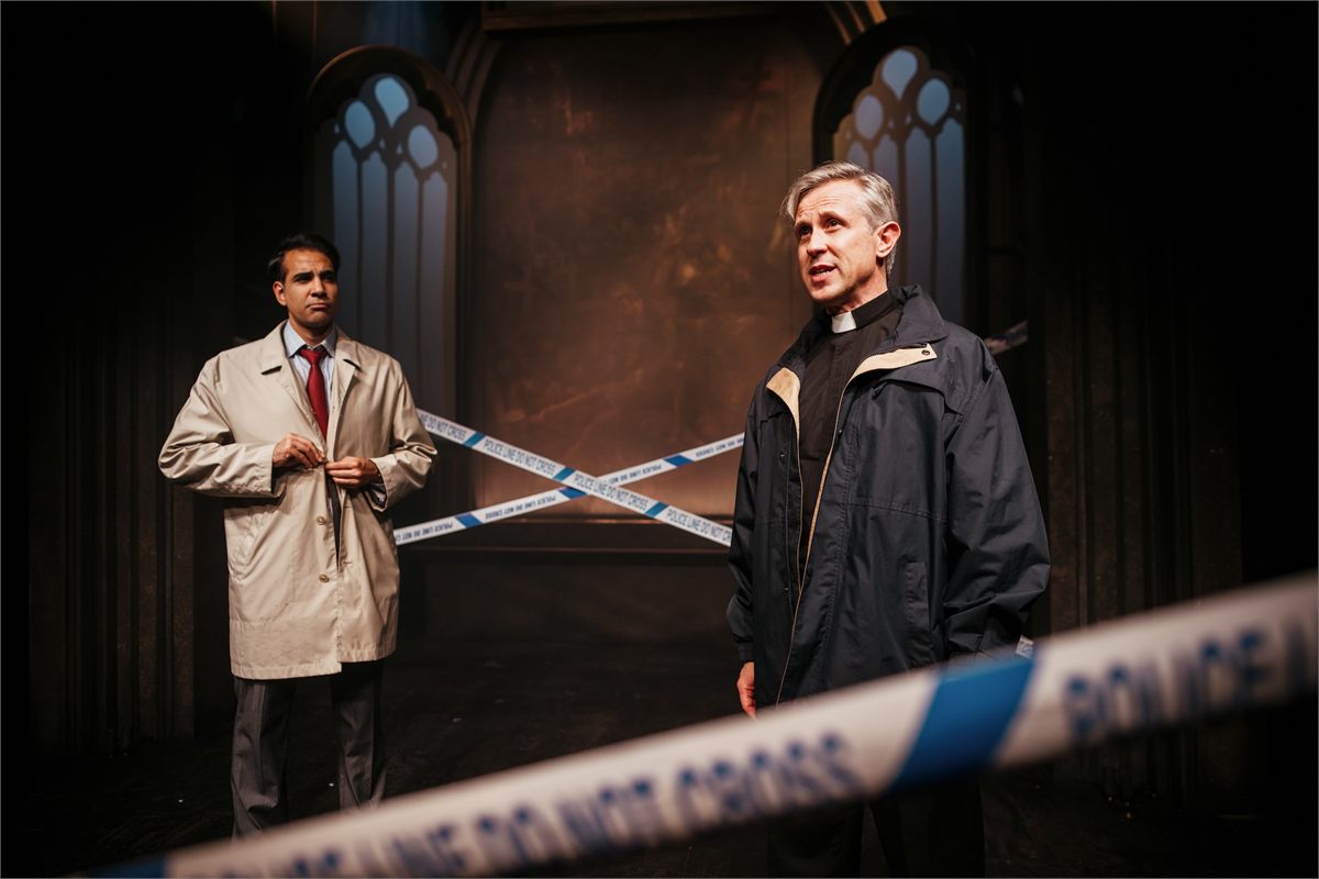 Jaz Singh Deol and Ian Hallard in Murder Before Evensong. Photo by Alex Brenner