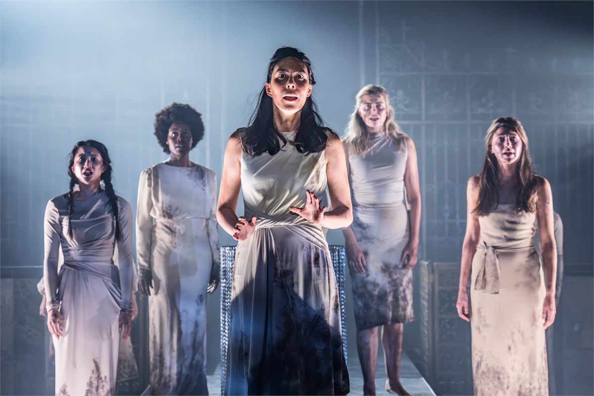 The chorus of the Women of Canterbury in Murder in the Cathedral at St John the Divine, Richmond. Photo by Marc Brenner