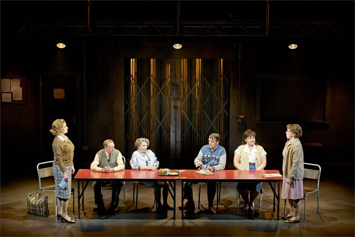Caroline Sheen, Darren Lawrence, Gillian Elisa, Matthew Woodyatt, Sarah Pugh and Kirsty Malpass in Pride from its runs at the Sherman Theatre and the National Theatre. Photo by Manuel Harlan