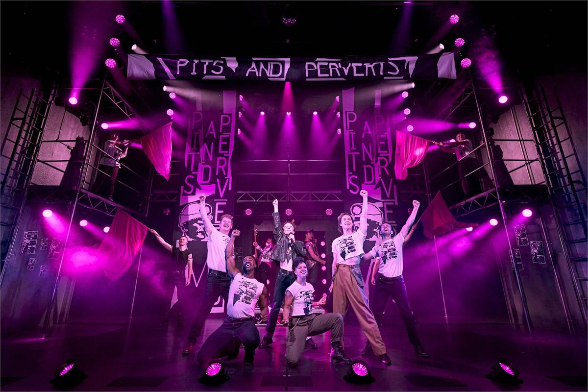 The company of Pride the Musical under the Pits and Perverts banner, from its runs at the Sherman Theatre and the National Theatre. Photo by Manuel Harlan