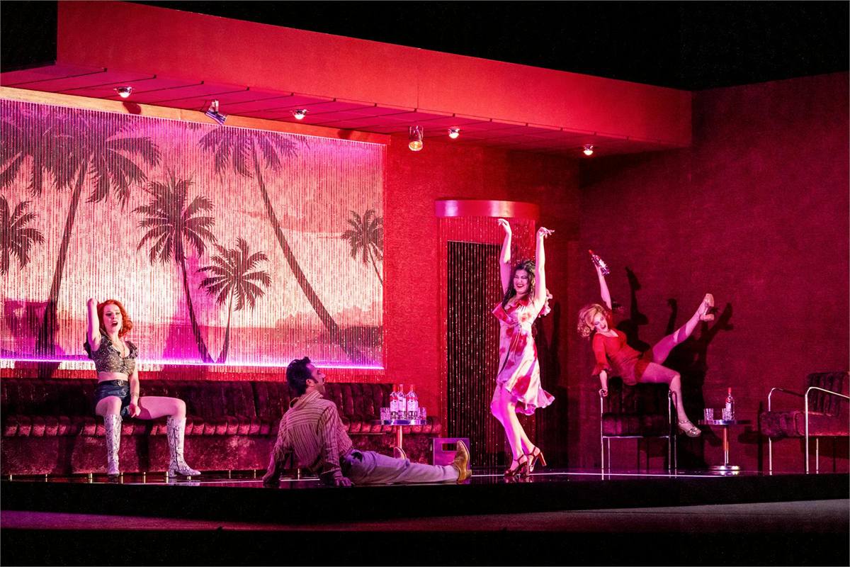 The nightclub scene in Damiano Michieletto’s Carmen at the Royal Opera House. Photo: Royal Ballet and Opera