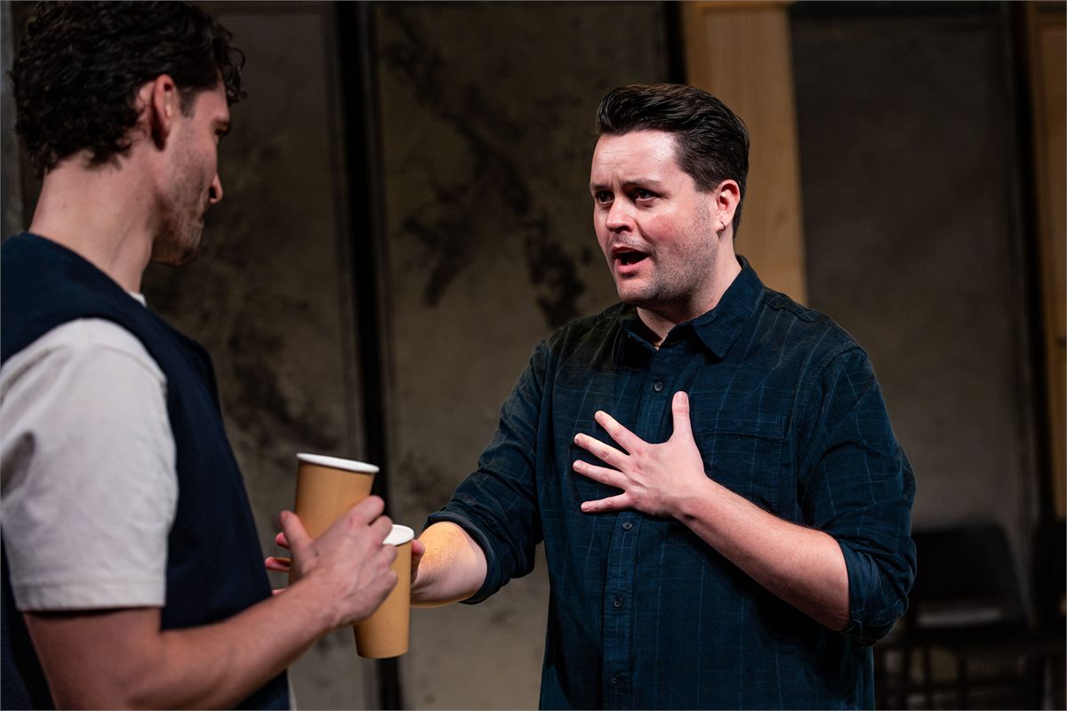 Paul Bradshaw and Elliott Rogers in Tell Me Straight at the King’s Head Theatre. Photo by Zoë Birkbeck Paul Bradshaw and Elliott Rogers in Tell Me Straight at the King’s Head Theatre. Photo by Zoë Birkbeck