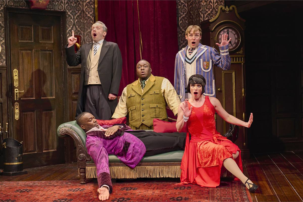 The cast of The Play That Goes Wrong at the Duchess Theatre