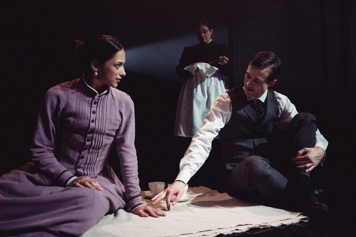 Amy Tara, Katy Slater and Toby Beynon in The Turn of the Screw at the Arcola Theatre