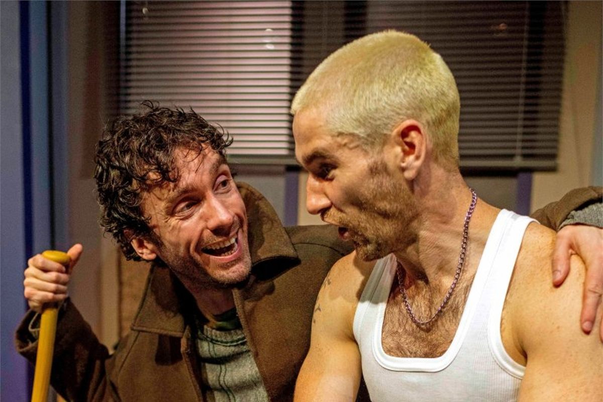 Matthew Blaney and Robbie Martin in What the Animals Say. Photo: Gavin Watson Matthew Blaney and Robbie Martin in What the Animals Say at the Finborough Theatre