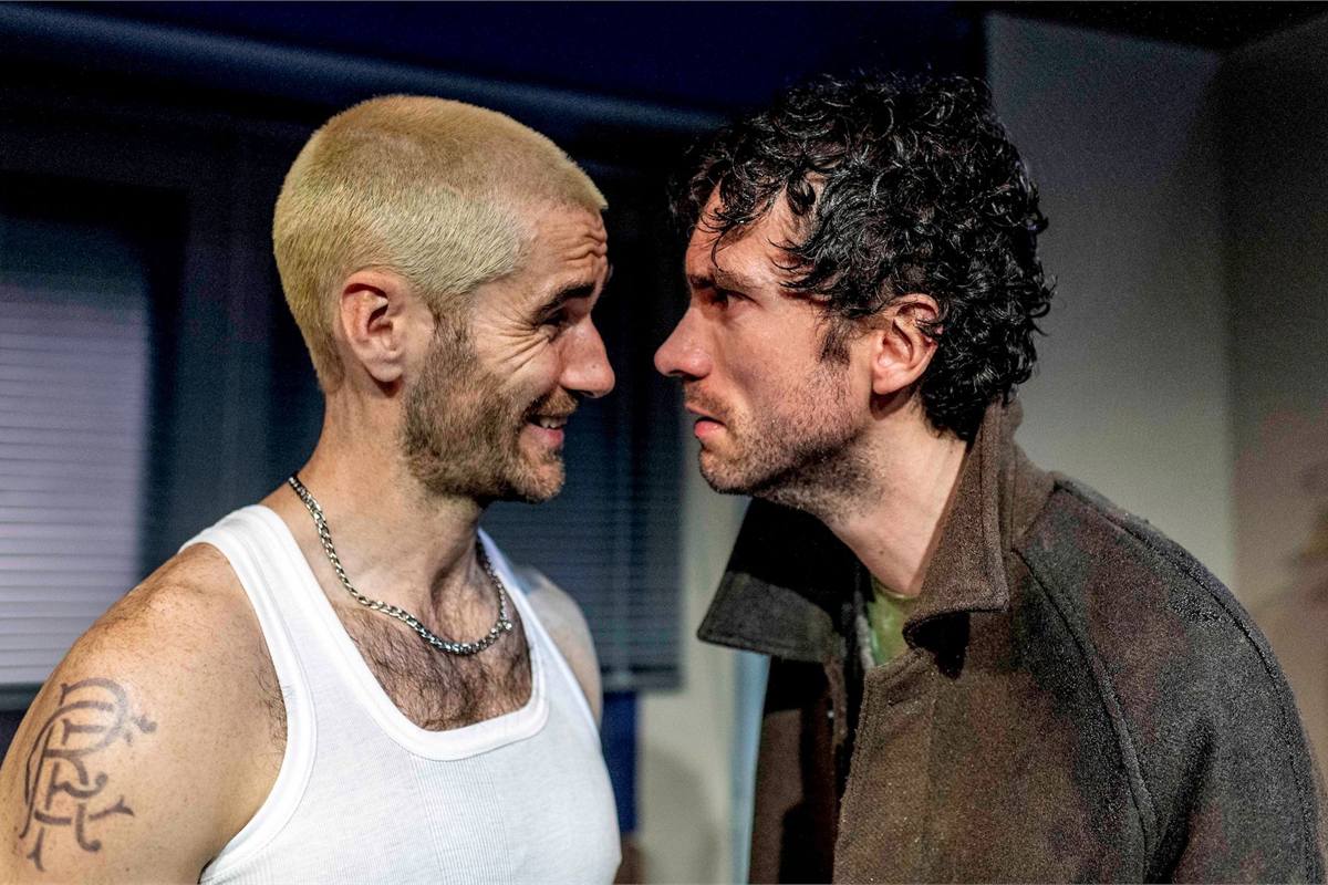 Robbie Martin and Matthew Blaney in What the Animals Say at the Finborough Theatre