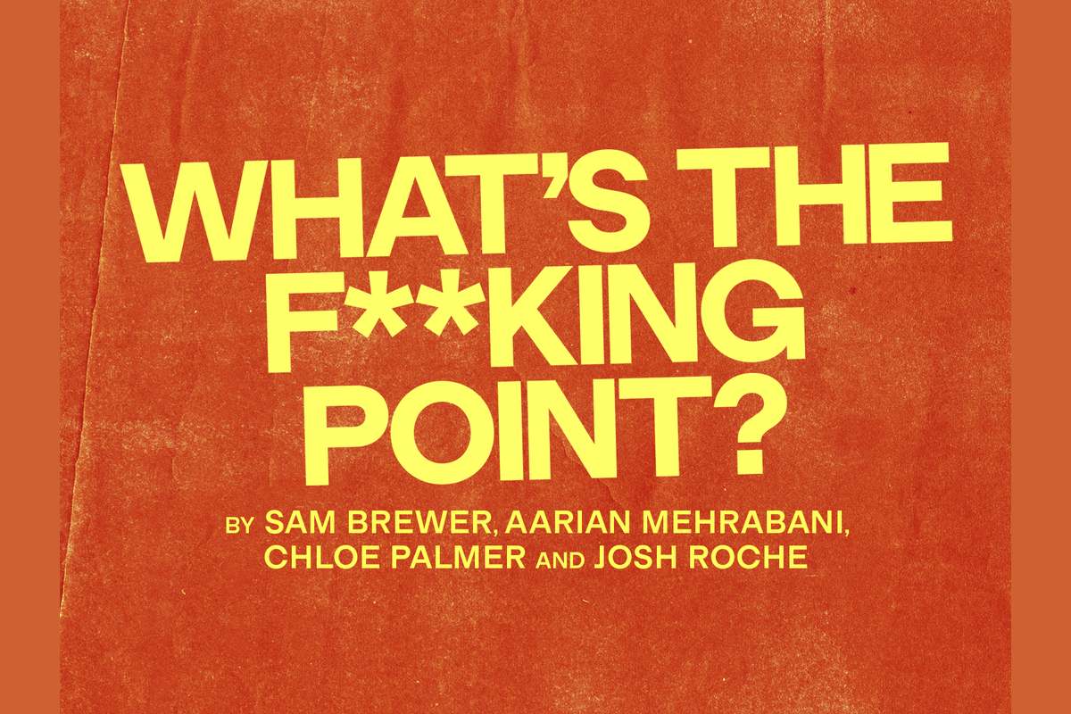 Artwork for FlawBored's What’s The F**king Point?, playing the Maria at the Young Vic in April 2027